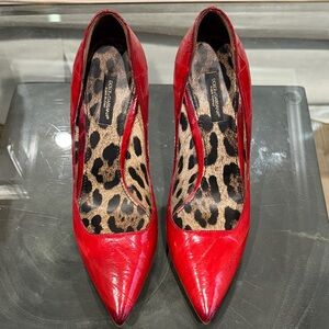 Dolce & Gabbana Red Leather Eel Pumps
